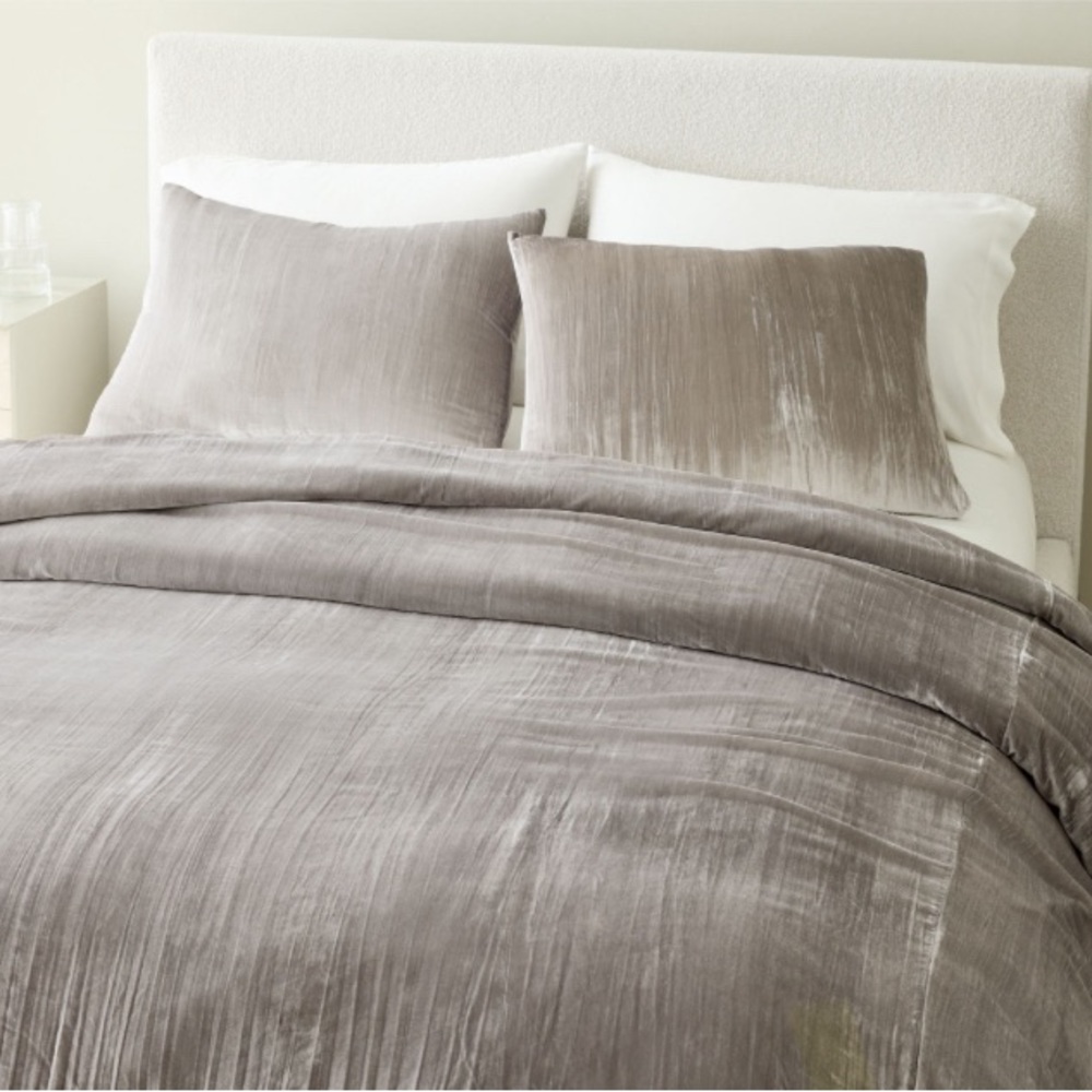 Crushed velvet West Elm king size duvet set.